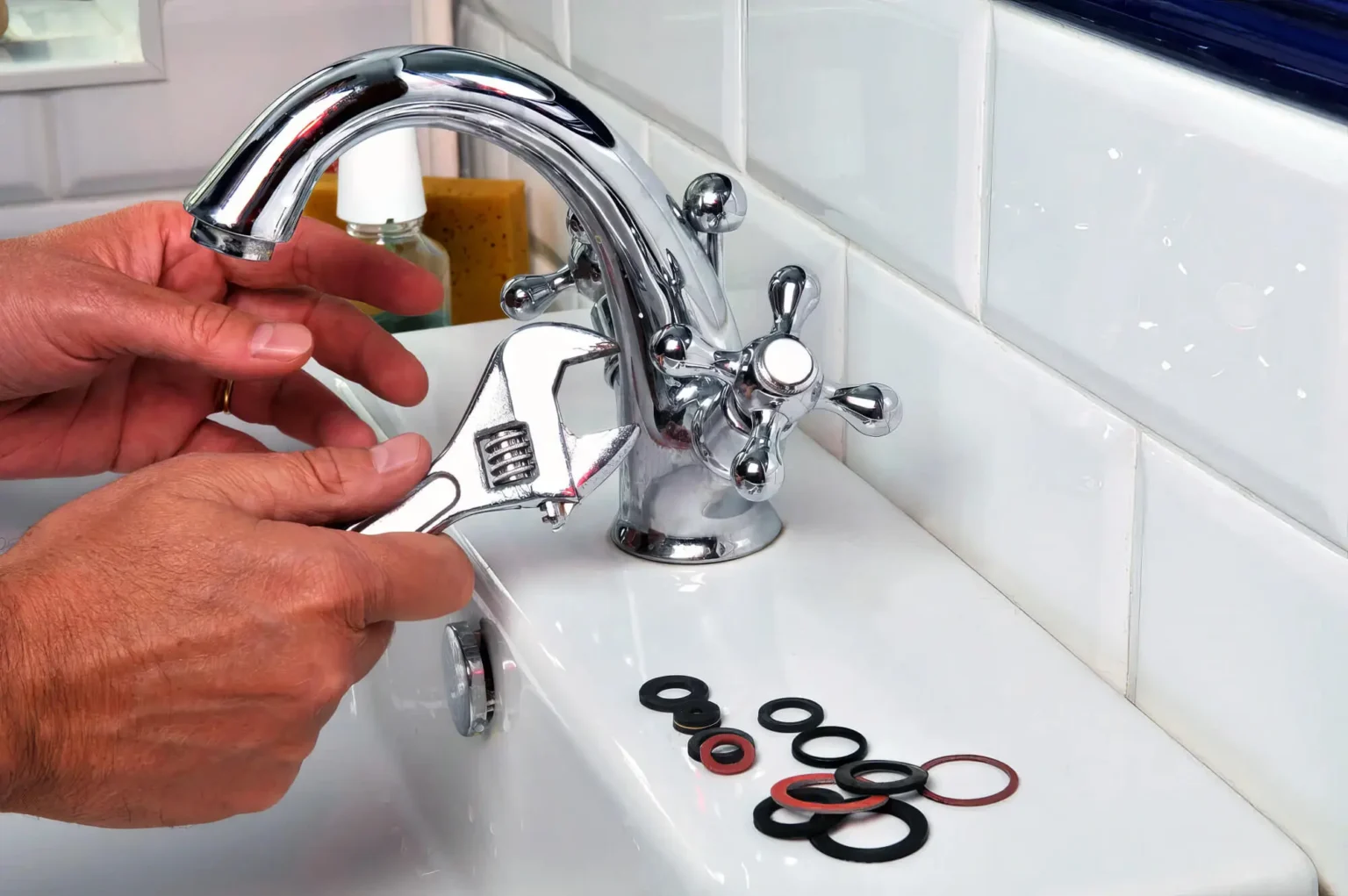 Plumber maintaining a bathroom faucet in Granite Bay
